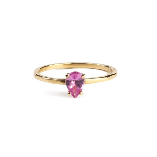 MY PRECIOUS - Solid Gold Solitaire Ring, Pink Sapphire