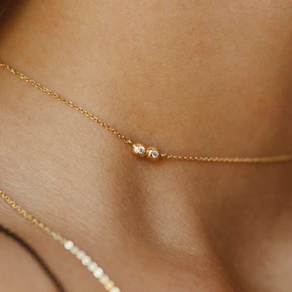 Alternative view of TWO - Solid Gold Necklace, White Diamonds