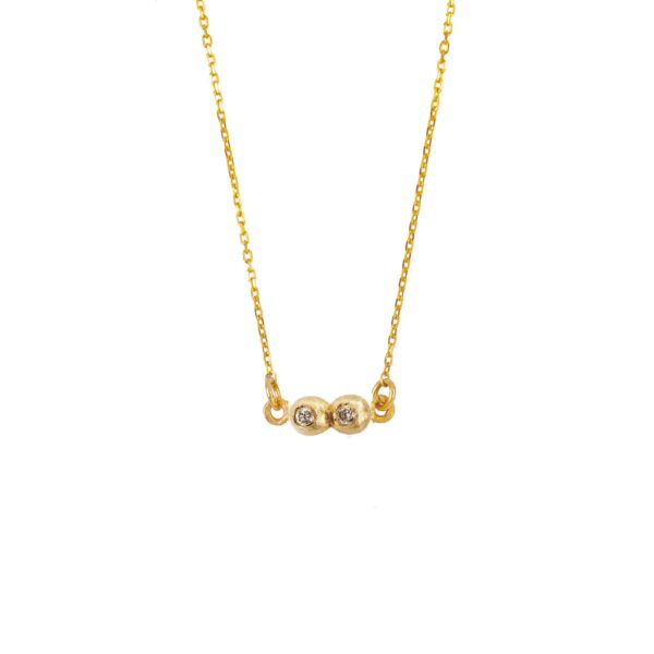TWO - Solid Gold Necklace, White Diamonds