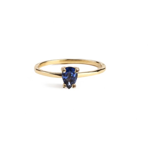 MY PRECIOUS - Solid Gold Solitaire Ring, Blue Sapphire