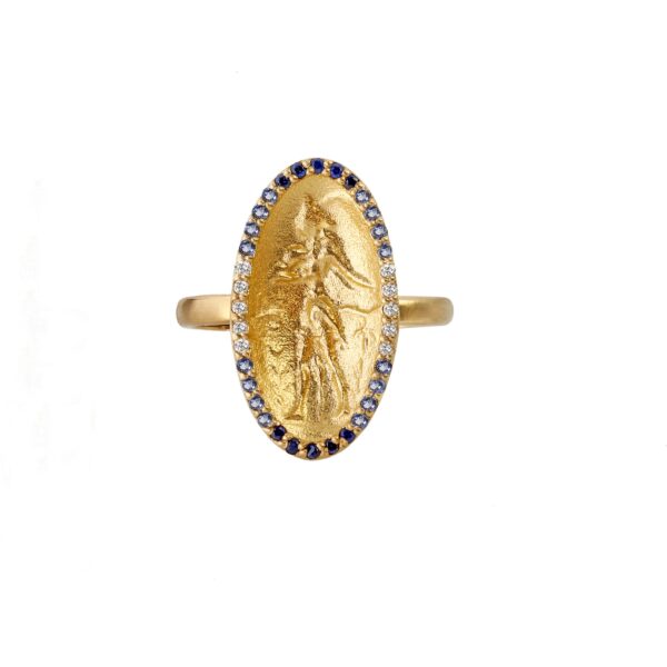 PRINCE OF LILIES - Solid Gold Ring, Diamonds & Sapphires