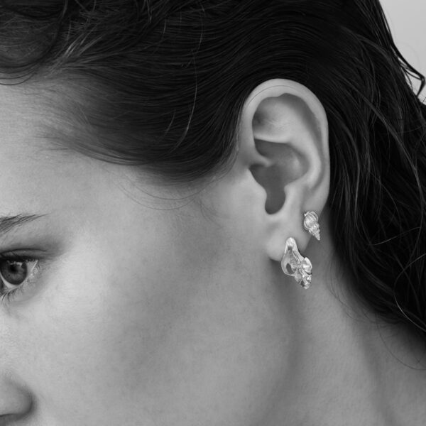 Alternative view of BY THE SEA BROKEN SHELL Stud Earrings - Silver