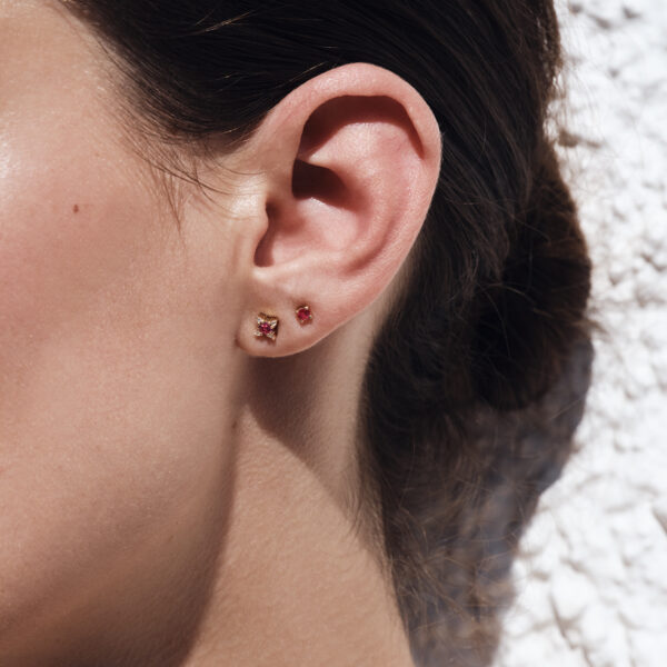 Alternative view of LITTLE RUBY - Solid Gold Earrings