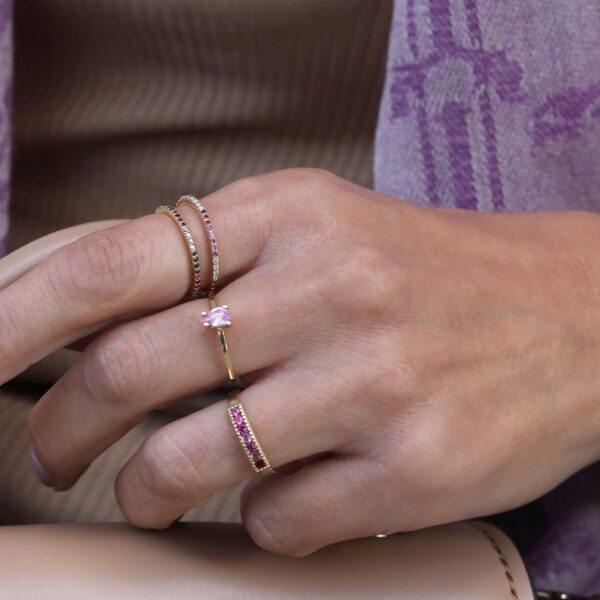 Alternative view of SMELL THE ROSES - Solid Gold Ring, Pink Tourmalines