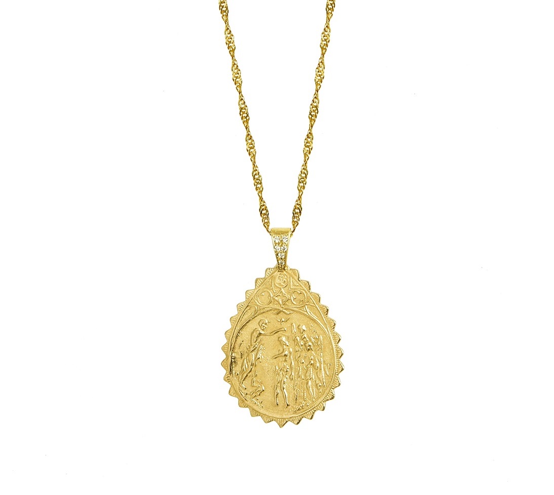 AMULET Necklace - Solid Gold with White Diamonds | Danai Giannelli