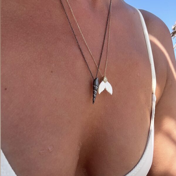 Alternative view of BY THE SEA TURRITELLA Necklace - Pl. Silver & Diamonds
