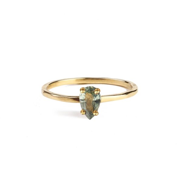 MY PRECIOUS - Solid Gold Solitaire Ring, Green Sapphire