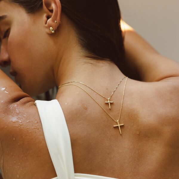Alternative view of Handmade Curvy Cross - Solid Gold