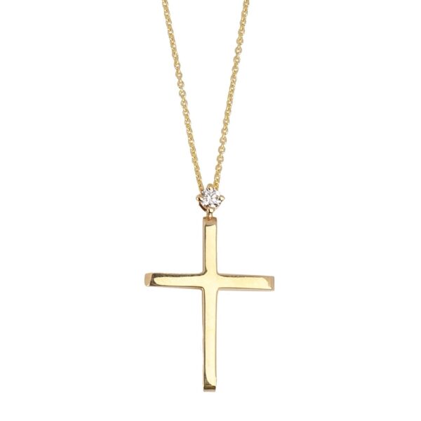 Handmade Cross IV - Solid Gold, White Diamond