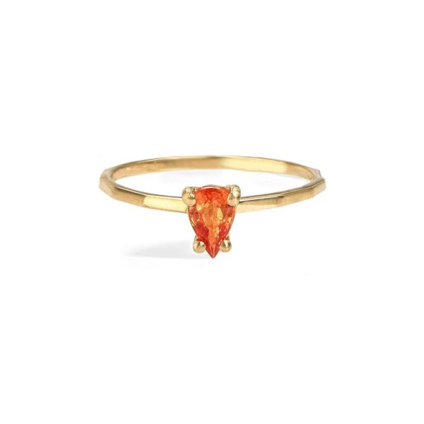MY PRECIOUS Solid Gold Solitaire Ring, Orange Sapphire