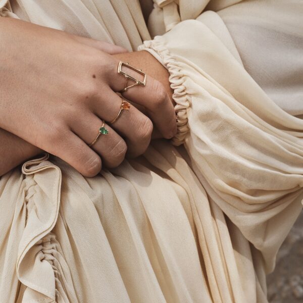 Alternative view of MY PRECIOUS Solid Gold Solitaire Ring, Orange Sapphire