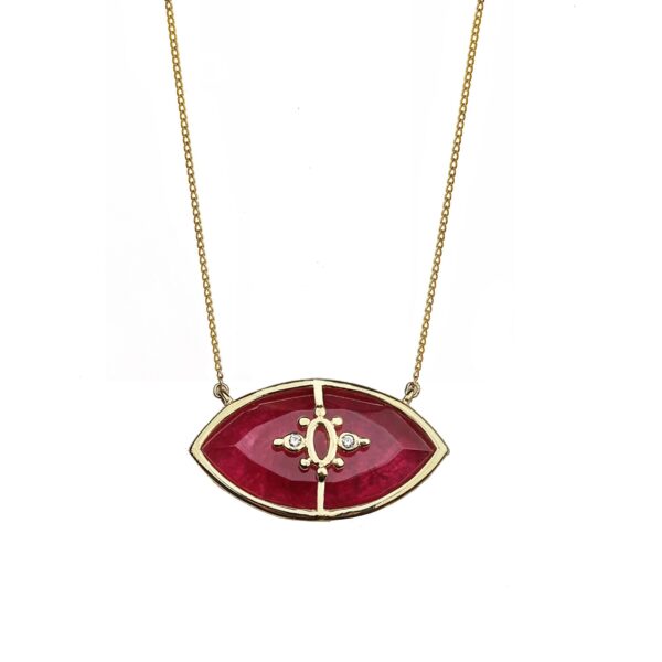 PARADISO PERDUTO - Solid Gold Eye Necklace, Ruby & Diamonds