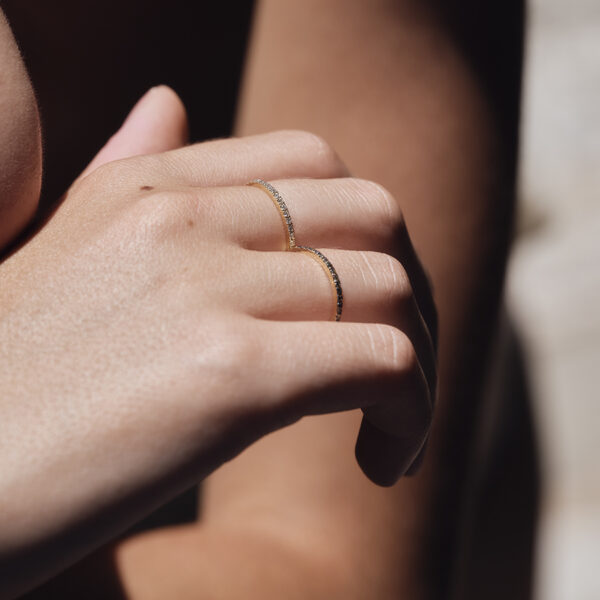 Alternative view of HALF MOON - Solid Gold Ring, Brown Diamonds