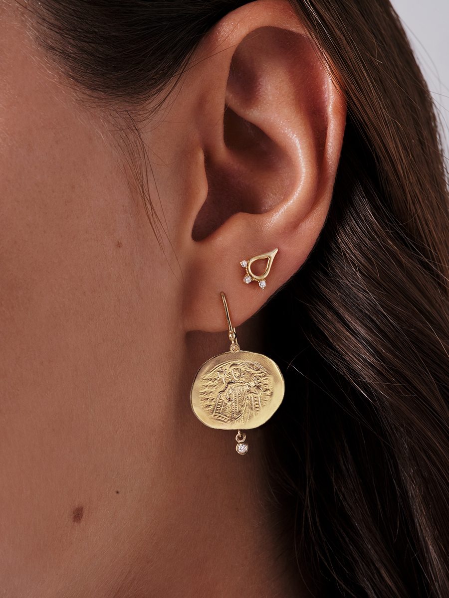 CONSTANTINATO - Solid Gold Small Earrings, Diamonds - Image 3