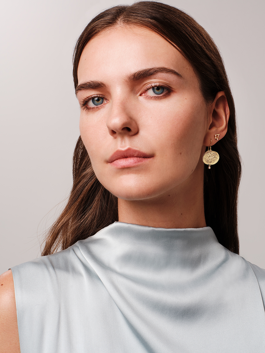 CONSTANTINATO - Solid Gold Small Earrings, Diamonds - Image 2