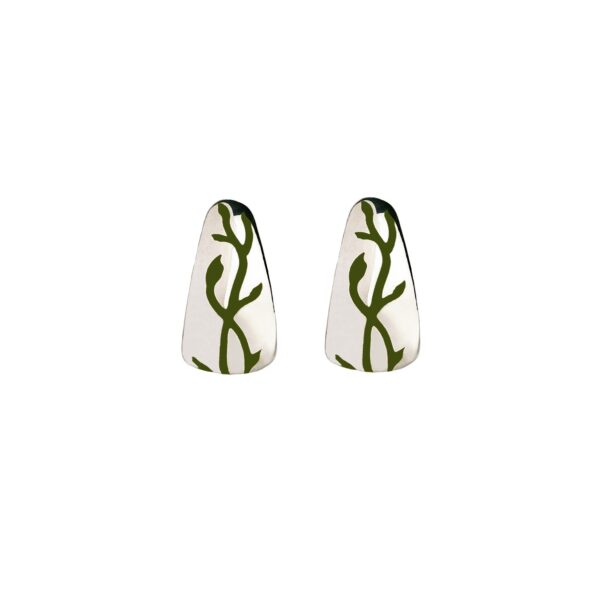MOMO Hoops - Silver Earrings with Forest-green Enamel