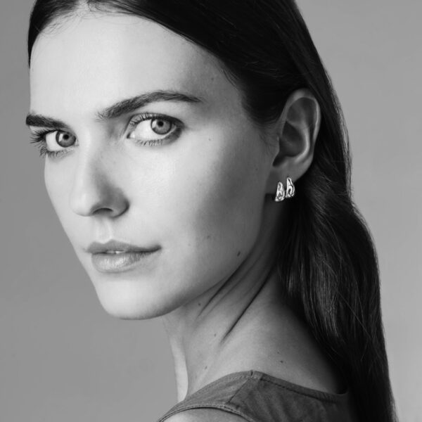 Alternative view of MOMO Hoops - Silver Earrings with Forest-green Enamel