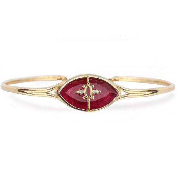 PARADISO PERDUTO - Solid Gold Eye Bracelet, Ruby & Diamonds