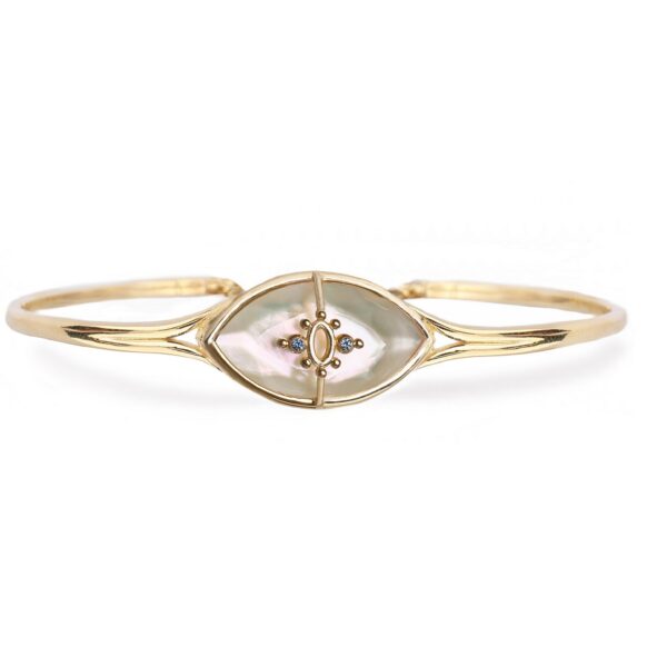 PARADISO PERDUTO - Solid Gold Eye Bracelet, Mother of Pearl & Sapphires