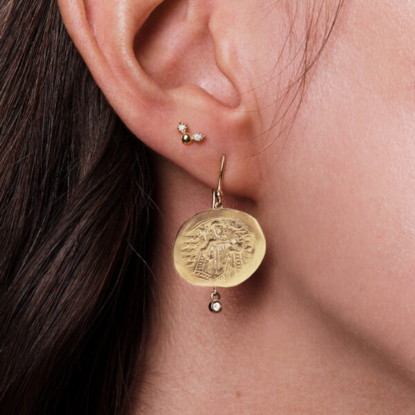 Alternative view of TINY WINGS - Solid Gold Earrings, Diamonds