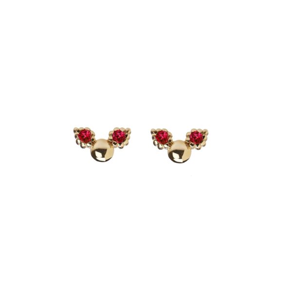 TINY WINGS - Solid Gold Earrings, Rubies