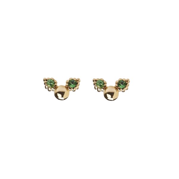 TINY WINGS - Solid Gold Earrings, Tsavorites