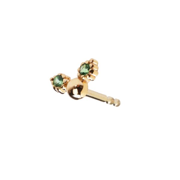 Alternative view of TINY WINGS - Solid Gold Earrings, Tsavorites