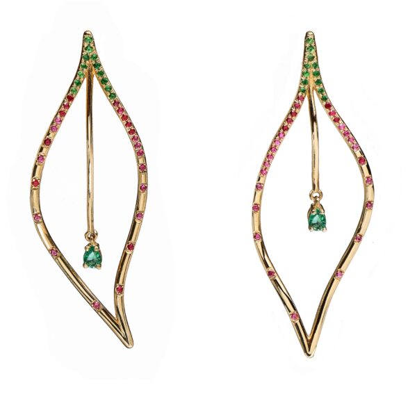 FILLA REFINED - Solid Gold Earrings, Precious stones