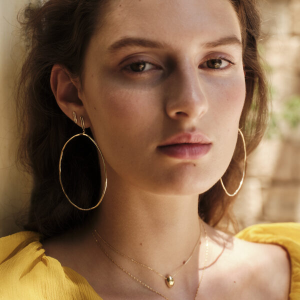 Alternative view of GEOMETRY CIRCLE - Solid Gold Single Earring, Diamonds