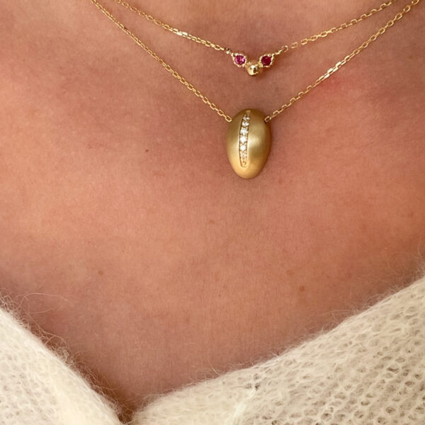 Alternative view of TINY WINGS - Solid Gold Necklace, Rubies