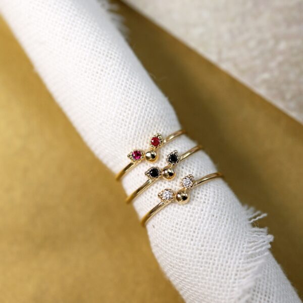 Alternative view of TINY WINGS - Solid Gold Ring, Diamonds