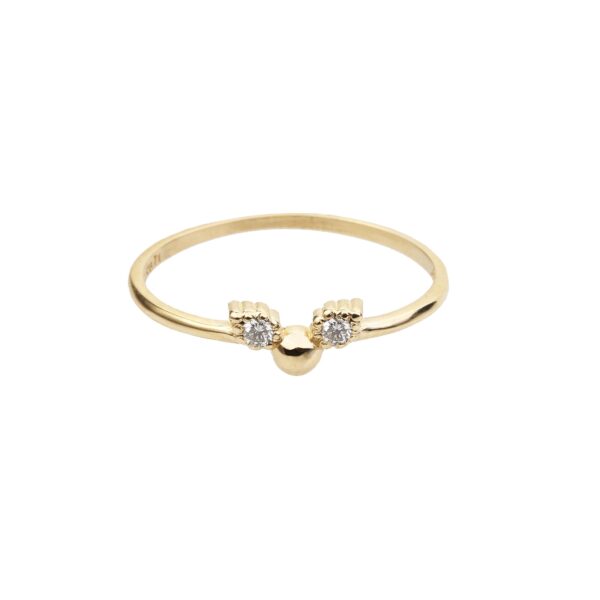 TINY WINGS - Solid Gold Ring, Diamonds