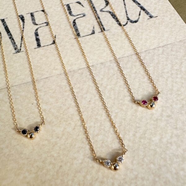 Alternative view of TINY WINGS - Solid Gold Necklace, Sapphires