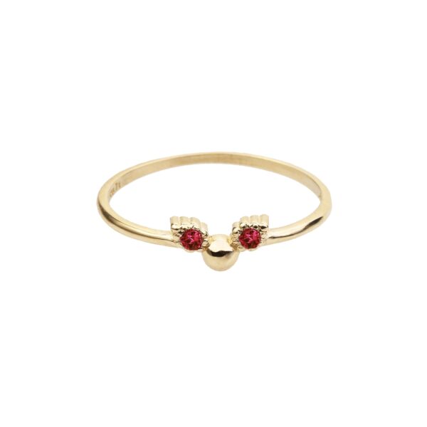 TINY WINGS - Solid Gold Ring, Rubies