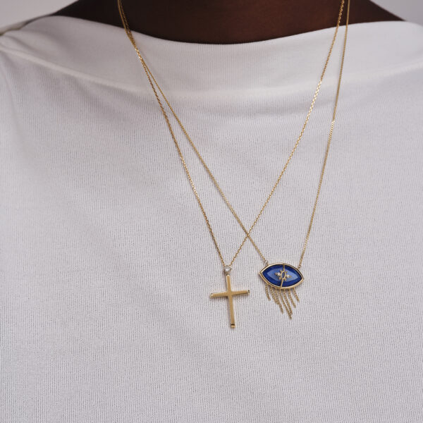 Alternative view of PARADISO PERDUTO CIGLIA - Solid Gold Eye Necklace, Lapis & Diamonds
