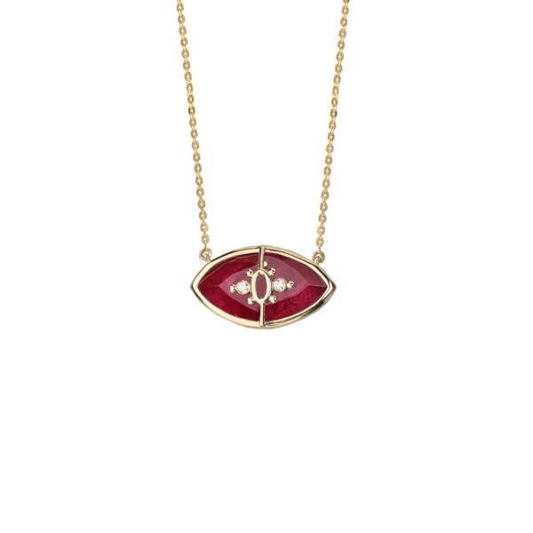 PARADISO PERDUTO PICCOLO - Solid Gold Eye Necklace, Ruby & Diamonds