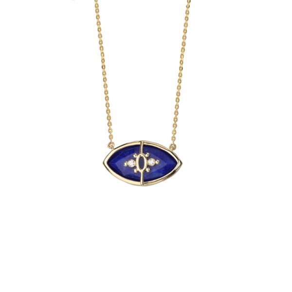 PARADISO PERDUTO PICCOLO - Solid Gold Eye Necklace, Lapis & Diamonds