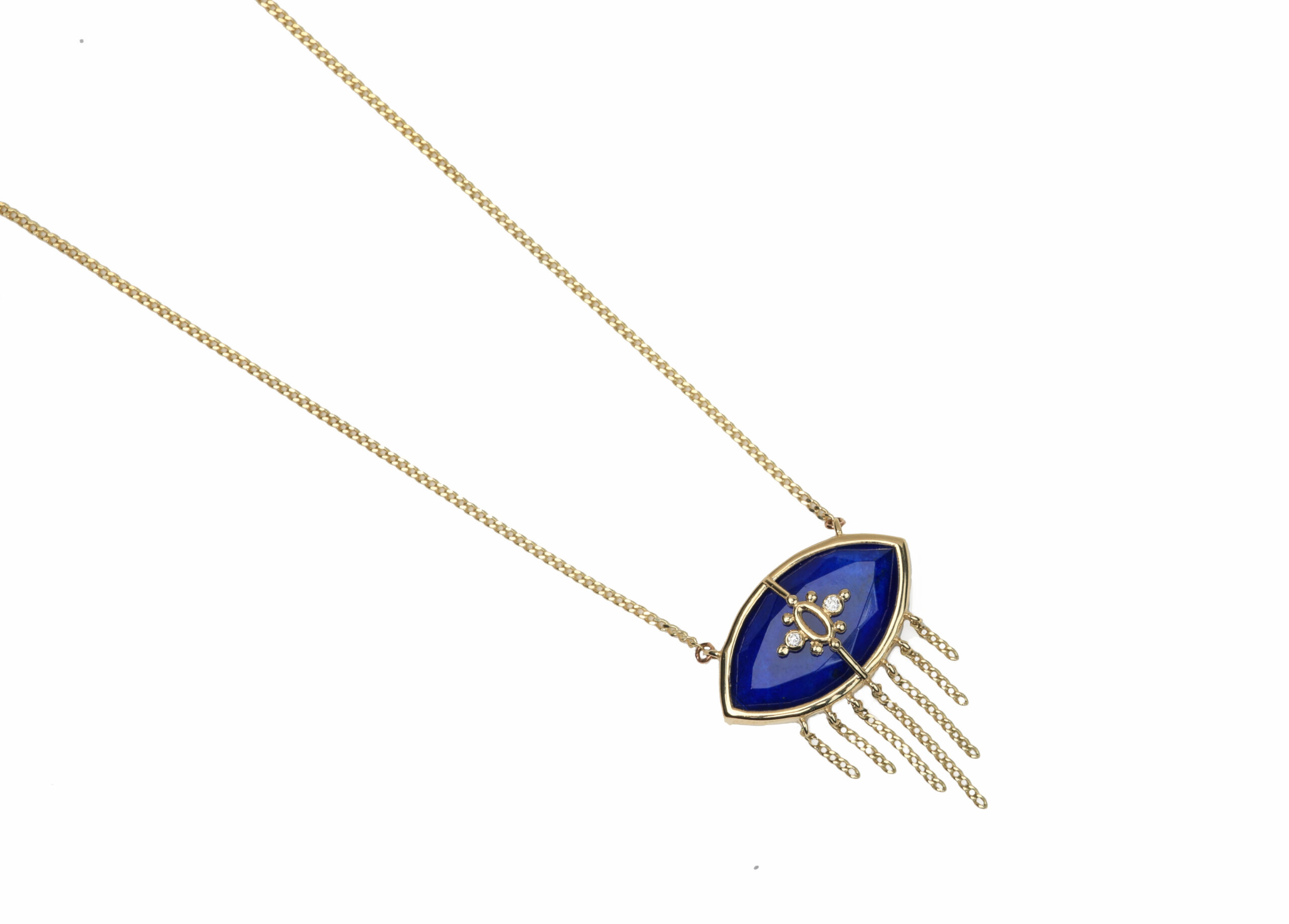 PARADISO PERDUTO CIGLIA - Solid Gold Eye Necklace, Lapis & Diamonds - Image 4