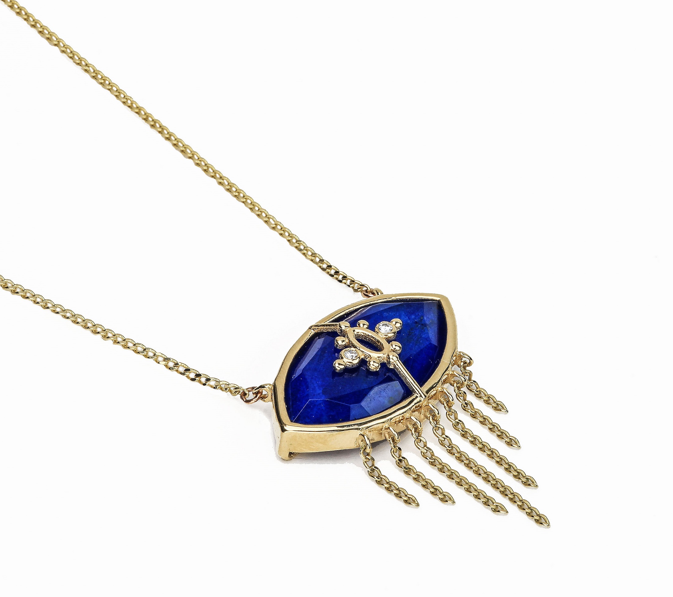PARADISO PERDUTO CIGLIA - Solid Gold Eye Necklace, Lapis & Diamonds - Image 3