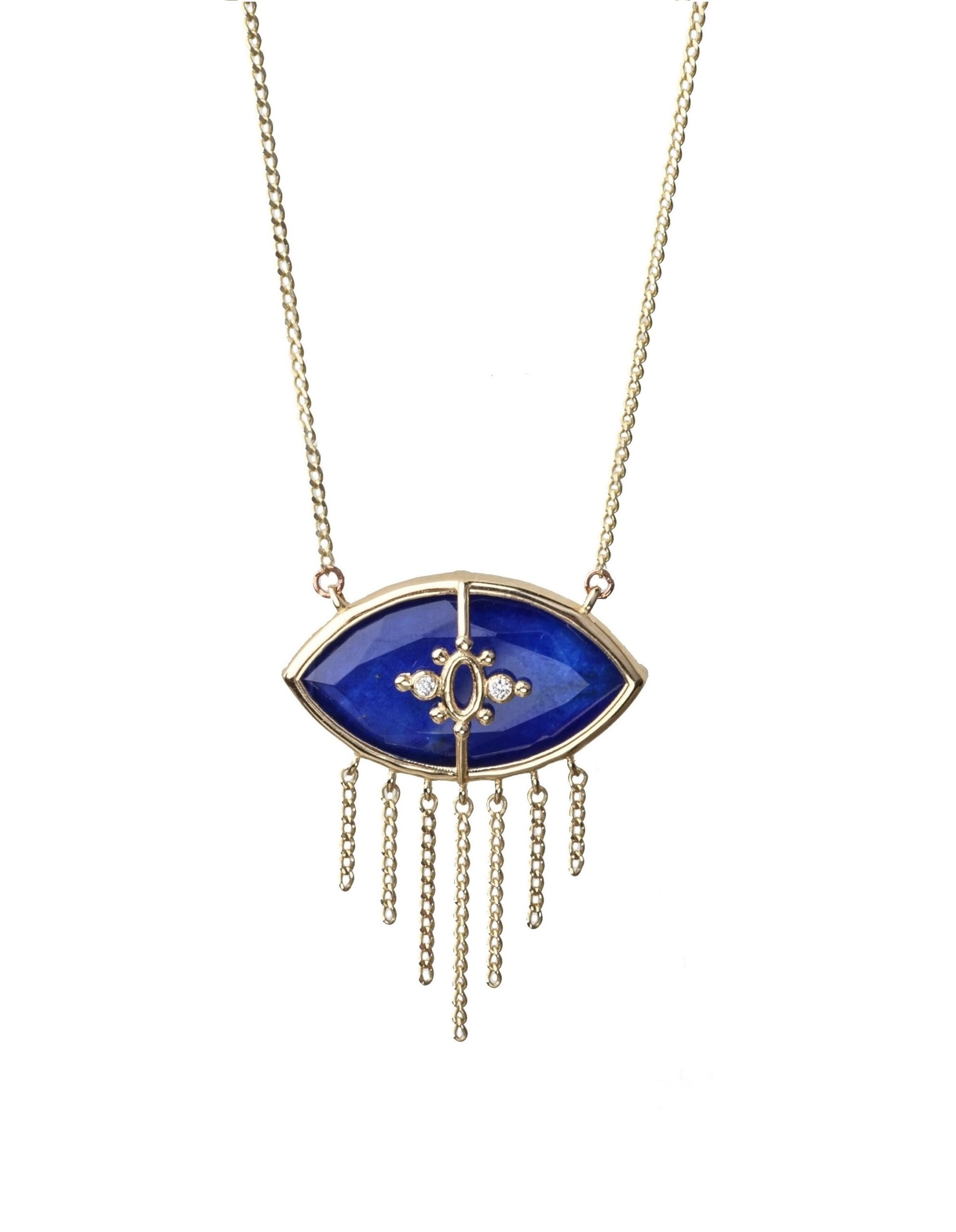 PARADISO PERDUTO CIGLIA - Solid Gold Eye Necklace, Lapis & Diamonds