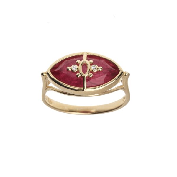 PARADISO PERDUTO PICCOLO - Solid Gold Eye Ring, Ruby & Diamonds
