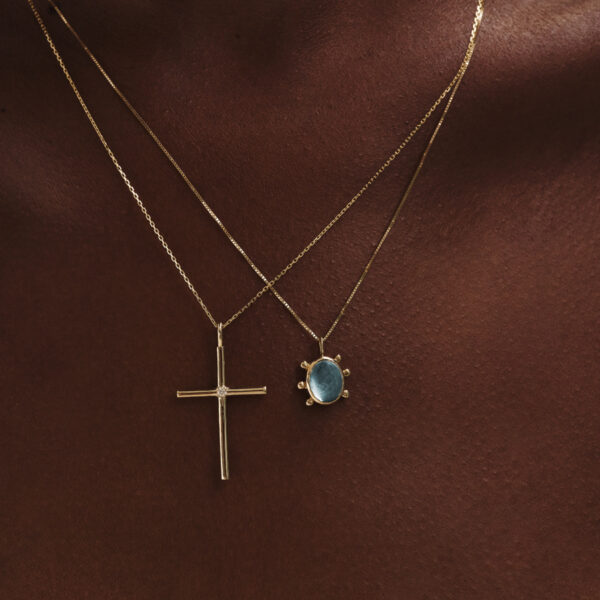 Alternative view of HALO Handmade Cross Large - Solid Gold, Diamond