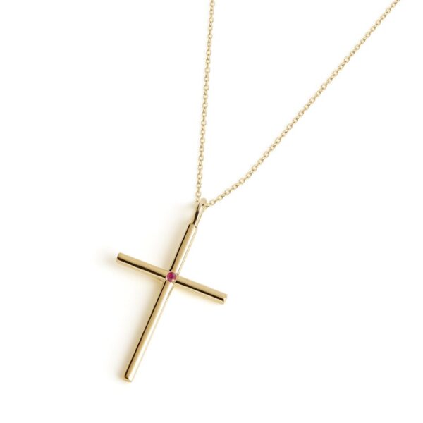 Alternative view of HALO Handmade Cross Large - Solid Gold, Ruby