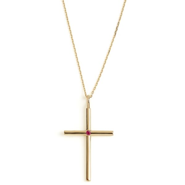 HALO Handmade Cross Large - Solid Gold, Ruby