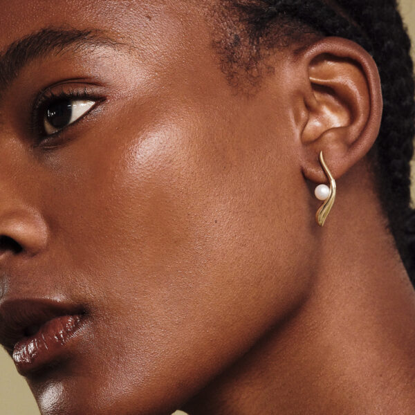 Alternative view of MOON GAZER - Solid Gold Earrings, Pearls