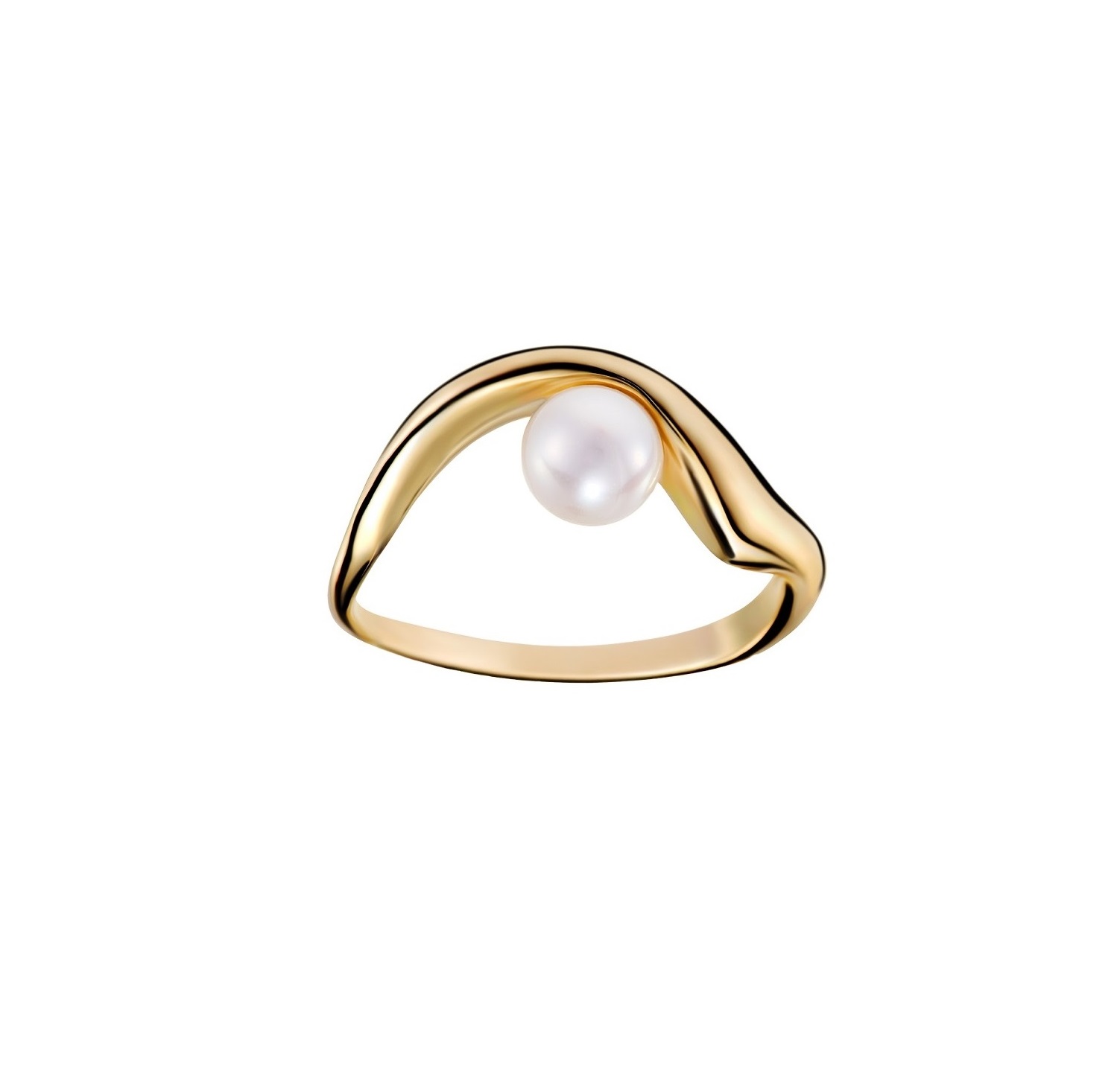 MOON GAZER - Solid Gold Ring, Pearl