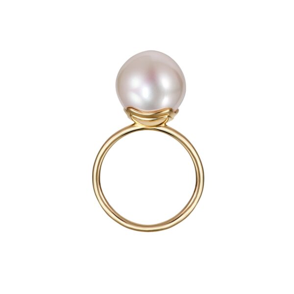 MOON SOLITAIRE - Solid Gold Ring, Pearl
