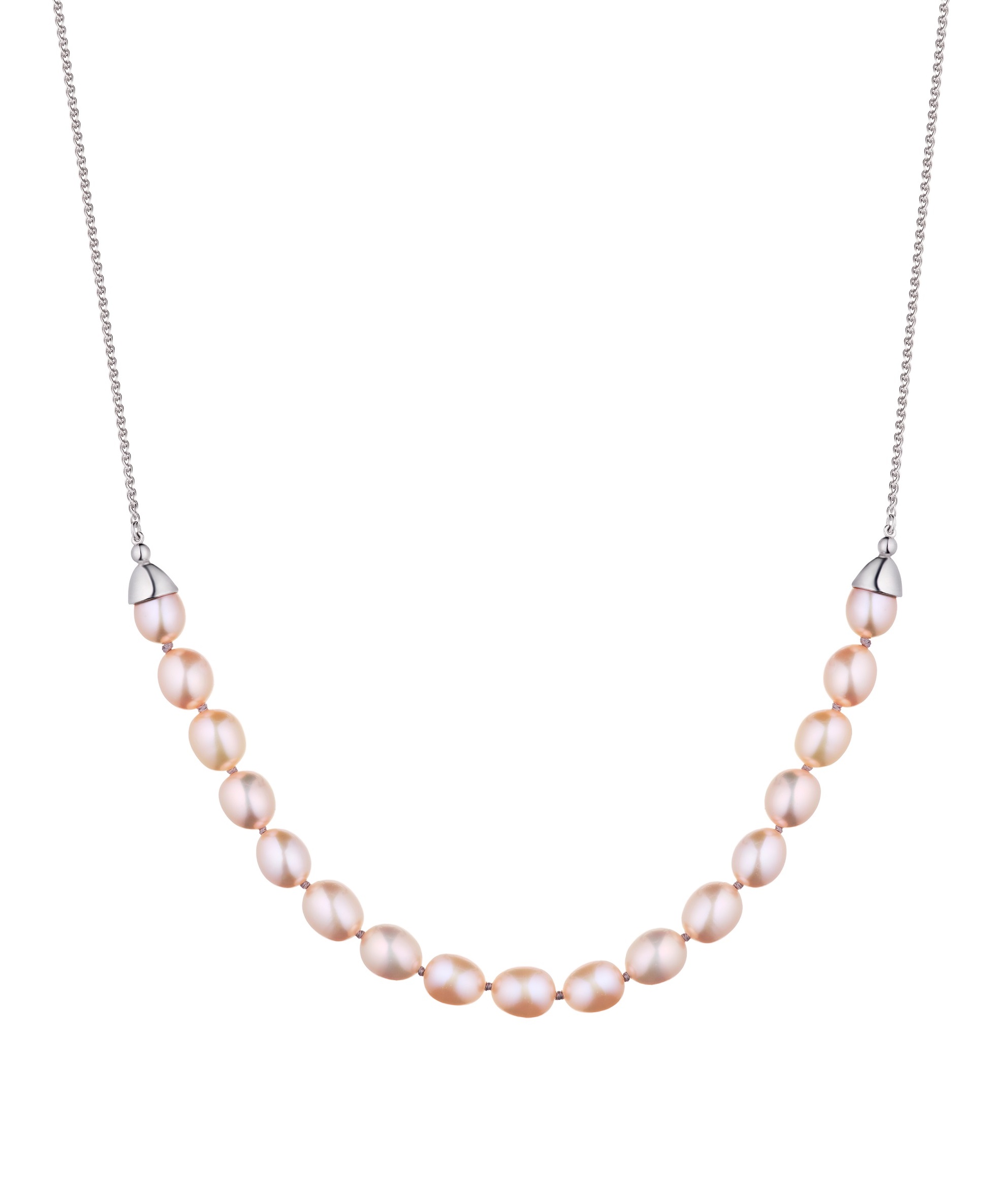 MOON TRACES - Silver Necklace, Pearls