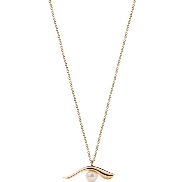 Alternative view of MOON GAZER - Solid Gold Necklace, Pearl