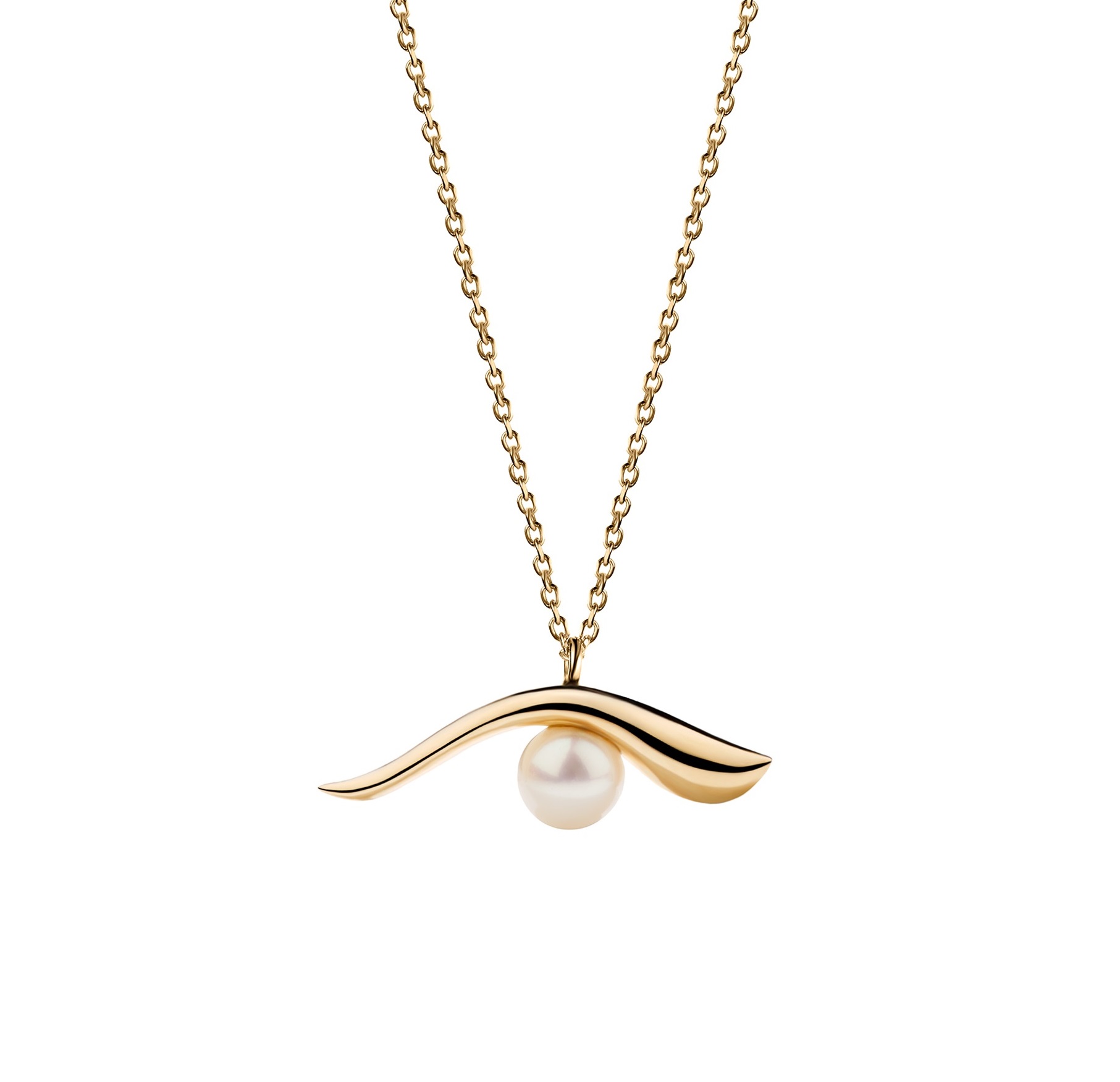 MOON GAZER - Solid Gold Necklace, Pearl
